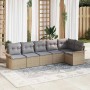 Beiges 6-tlg. vidaXL Garten-Sofa-Set aus Poly Rattan mit Kissen für Terrasse und Garten.