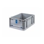 Graue PROREGAL Eurobox 16L mit blauem Deckel, eine robuste Aufbewahrungsbox für Industrie und Gewerbe.