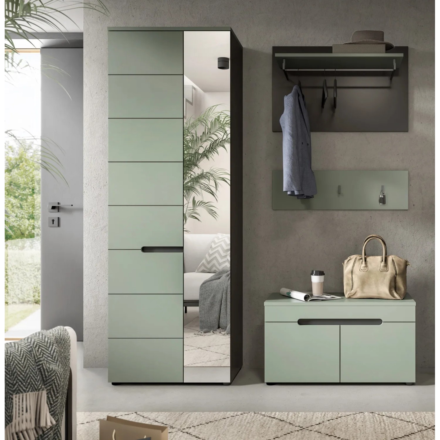 Inn.Furn Garderoben-Set 4-teilig in Salbei und Grau 160 cm Cooper_6