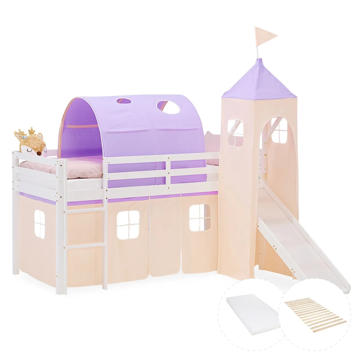 Homestyle4u Kinder Hochbett 90x200 Rutsche Kinderbett Mit Matratze
