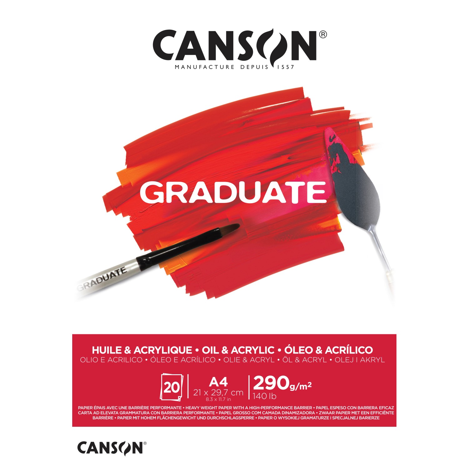 CANSON Graduate Öl- & Acrylmalpapier leicht aufgeraute Oberfläche A4 Naturweiß