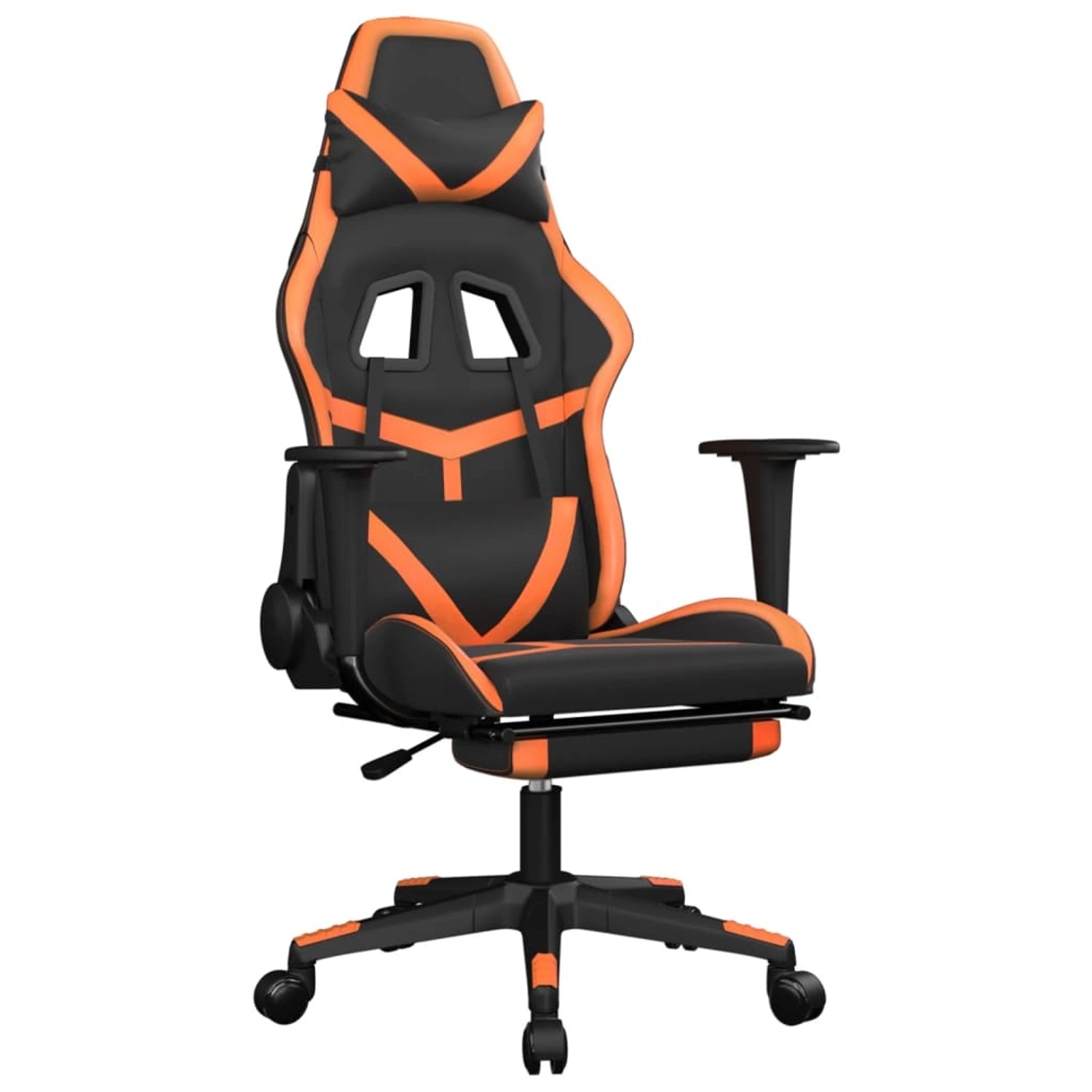 vidaXL Gaming-Stuhl mit Massage & Fußstütze Schwarz Orange Kunstleder Model günstig online kaufen