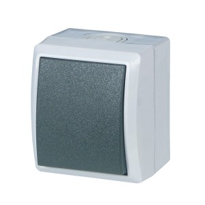 REV Ritter Aufputz-Taster AquaForm, grau, für Feuchträume und Außenbereiche.