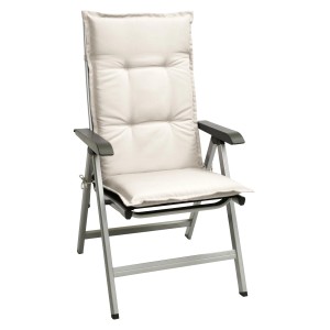 Beautissu Hochlehner Auflage Base HL, 120x50x6cm, Natur, auf Gartenstuhl.