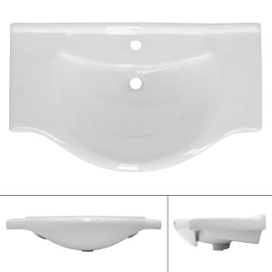 Weißes ML-Design Keramik Waschbecken 86x51,5cm mit Hahnloch und Überlauf für das Badezimmer.