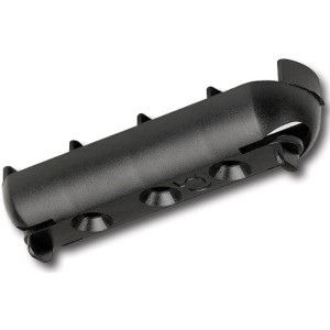Schwarzer Camar Luxo Kabelhalter aus Kunststoff, 69 mm, zur ordentlichen Kabelführung unter der Tischplatte.