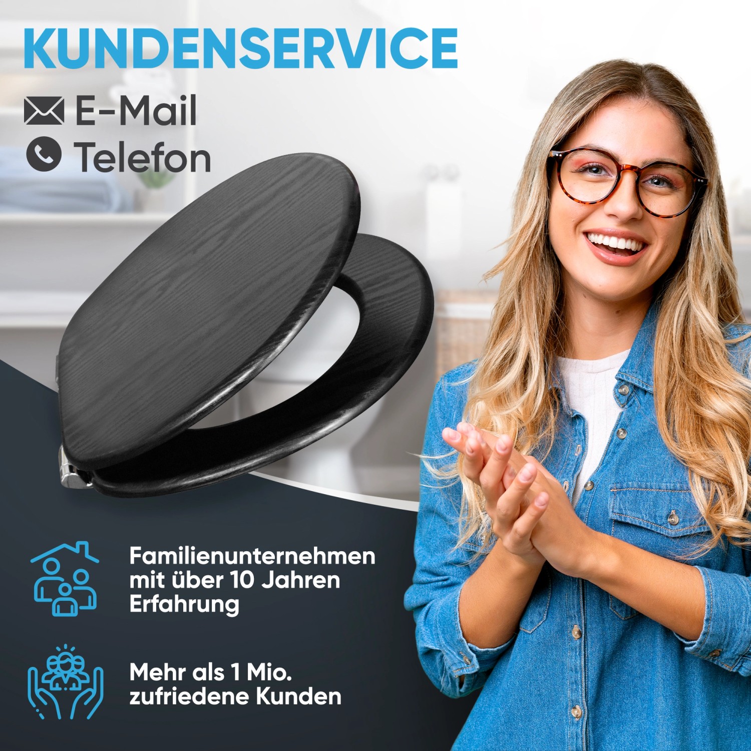 Sanilo WC-Sitz Black Wood mit Absenkautomatik. Toilettendeckel aus Holz.