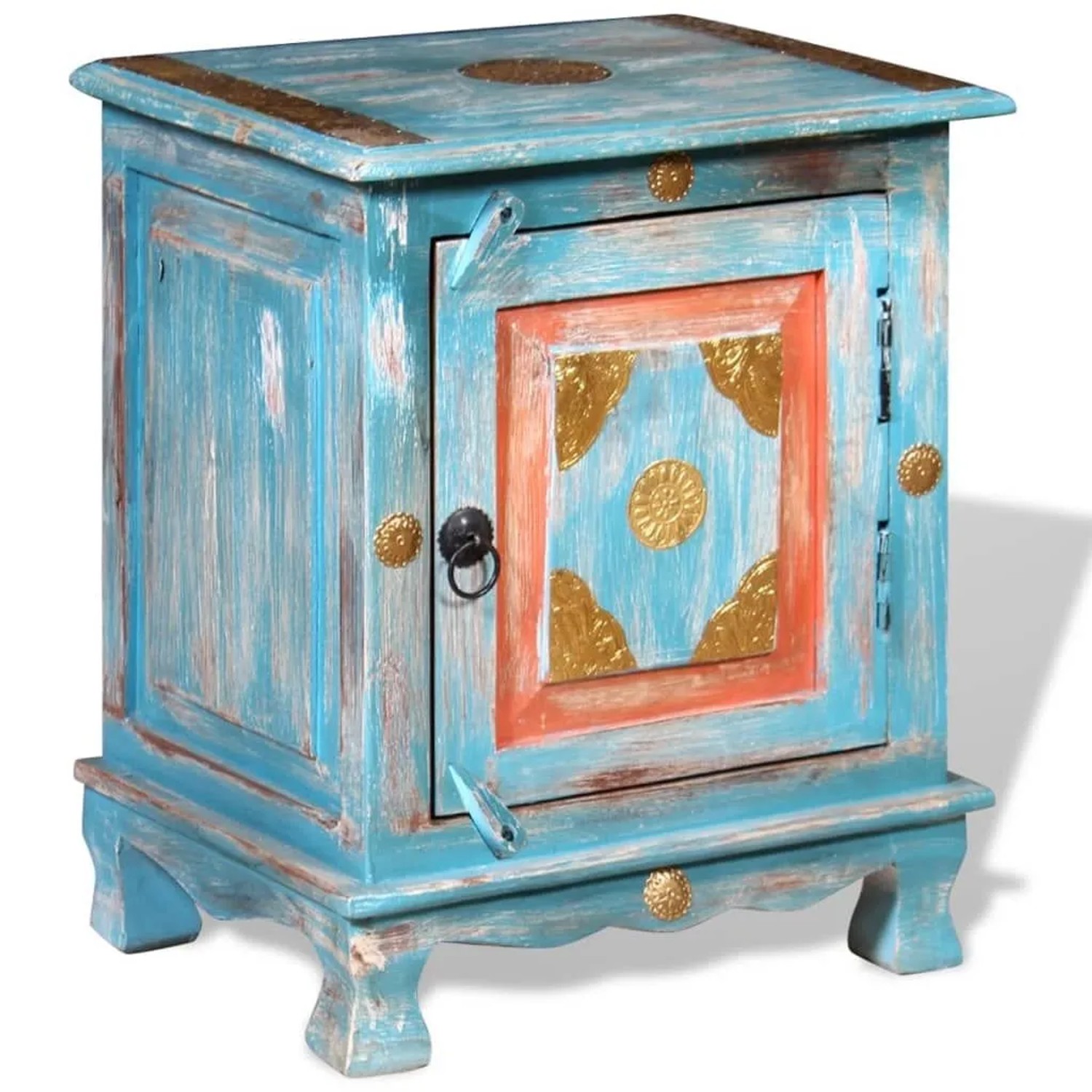 vidaXL Nachttisch Massivholz Mango Blau 243970