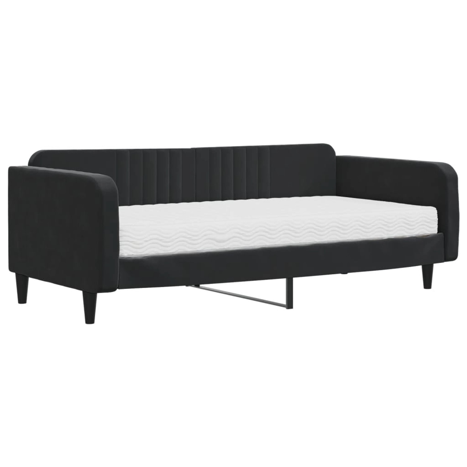vidaXL Tagesbett mit Matratze Schwarz 100x200 cm Samt1846821