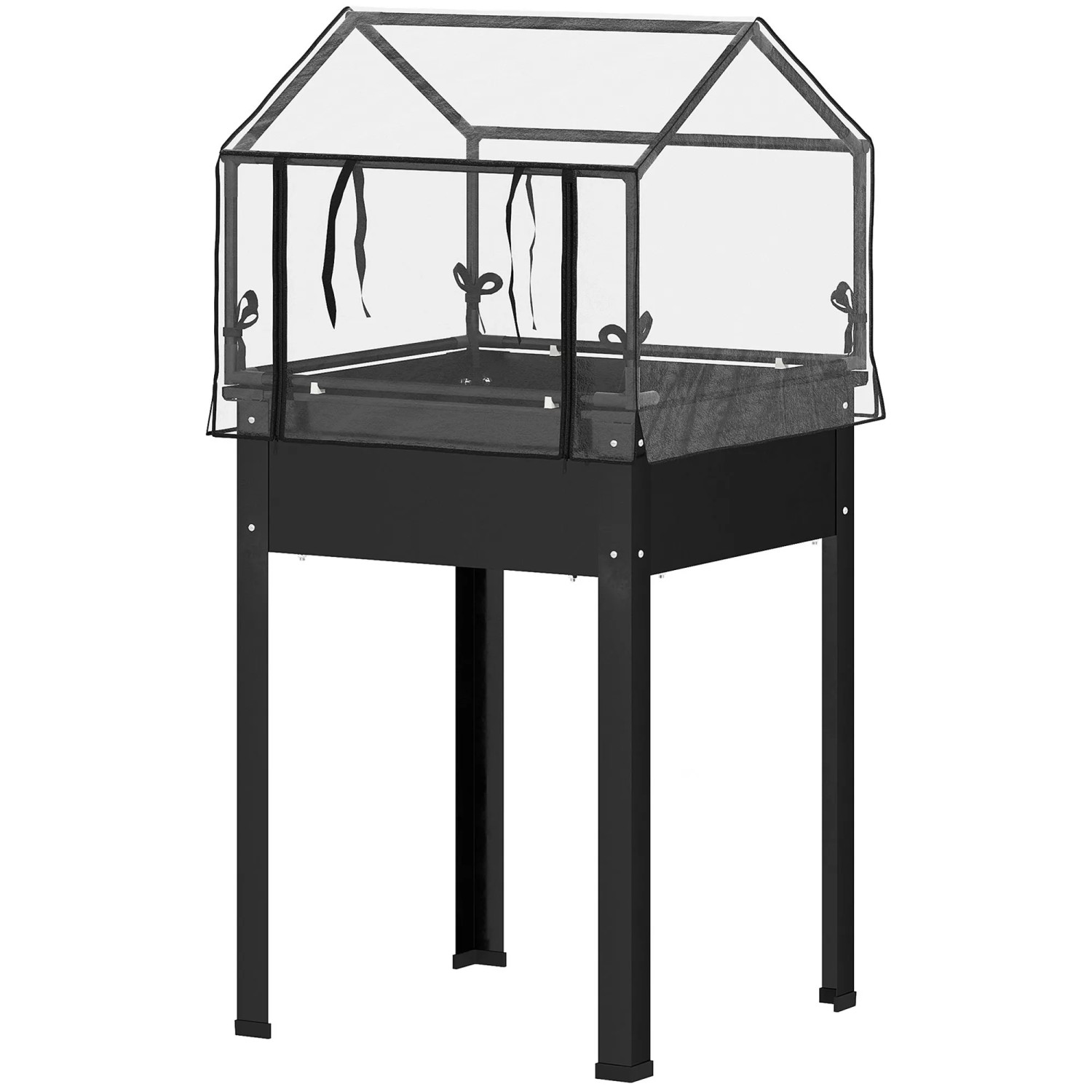 Furnicato Hochbeet Mit Gewächshaus-dach 60x60x120 Cm Schwarz