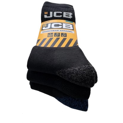 JCB Arbeitssocken Größe 39-43 Schwarz 3er Pack