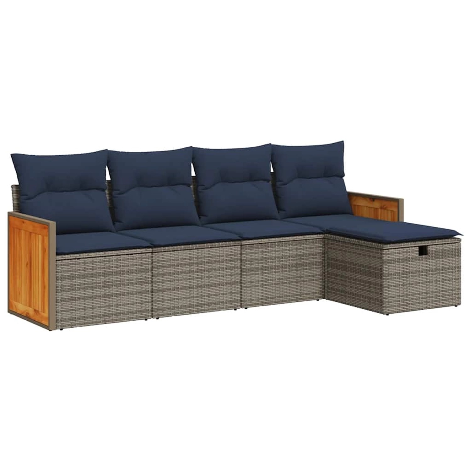 vidaXL 5-Tlg Garten-Sofagarnitur mit Kissen Grau Poly Rattan 3326016 günstig online kaufen