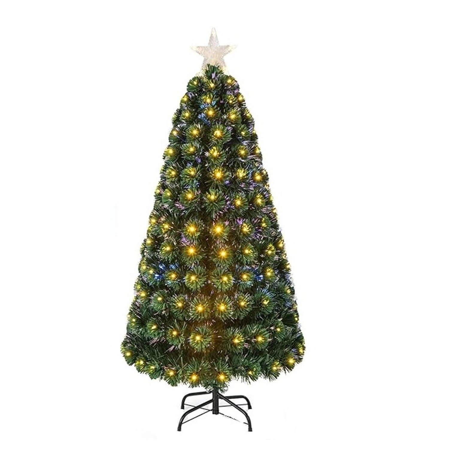 Costway Künstlicher Weihnachtsbaum mit Led Beleuchtetem Stern 150 cm