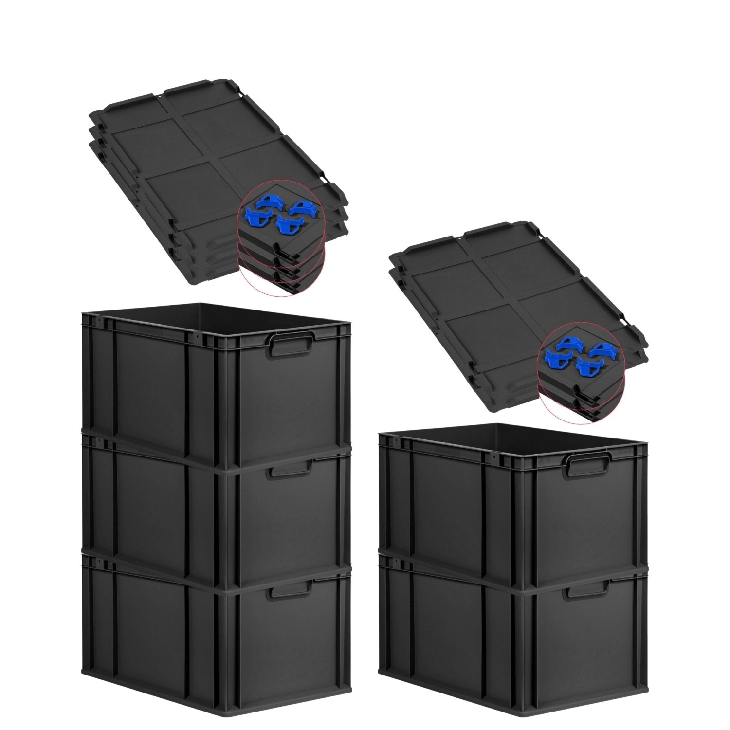 PROREGAL SparSet 5x Eurobox Nextgen Grip Mit Auflagedeckel Und Blauen Versc günstig online kaufen