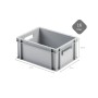 Graue Eurobox 16L mit Griff und Deckel, 30x40x17,5cm, ideal zur Aufbewahrung und als Transportbox.
