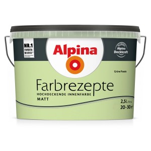 Eimer Alpina Farbrezepte Grüne Poesie, matte, hochdeckende Innenfarbe, 2,5 Liter.