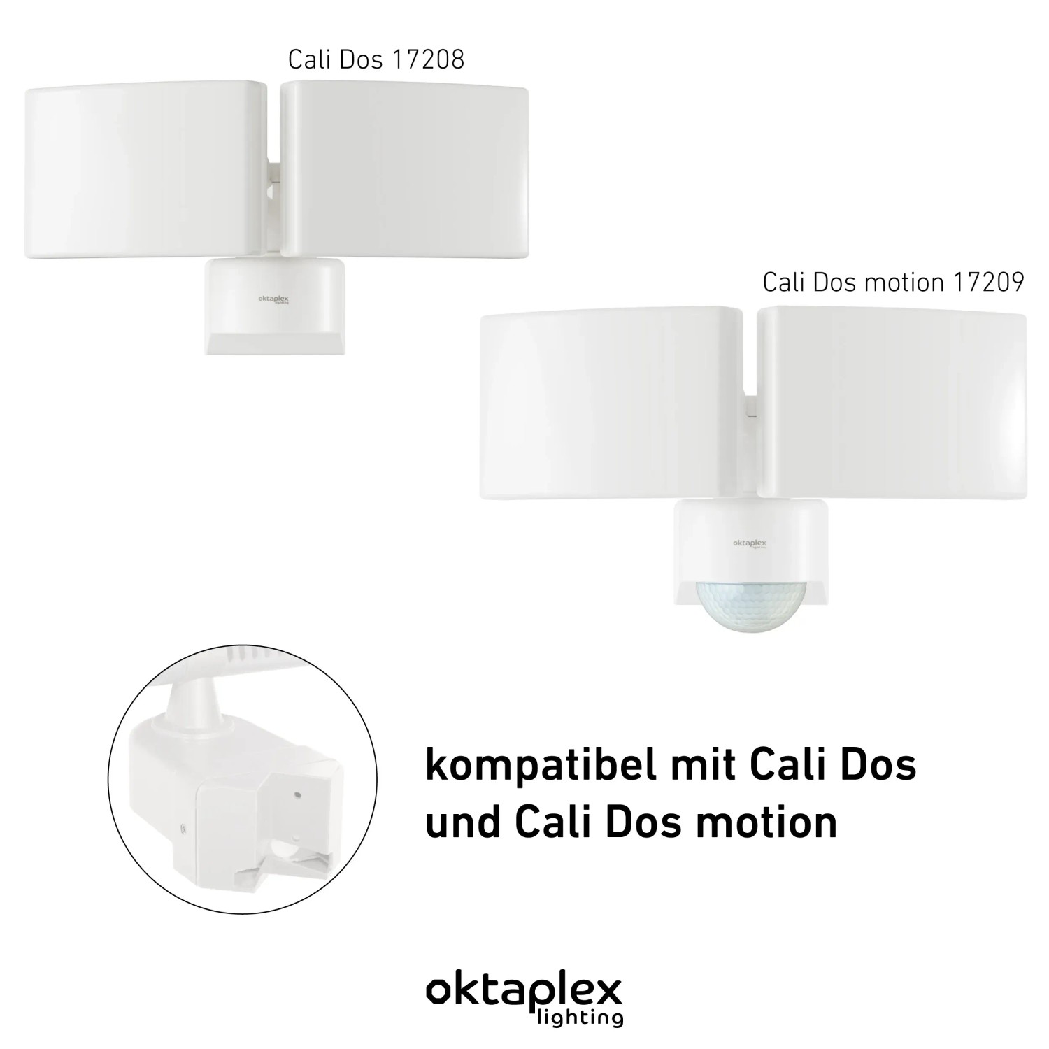 Oktaplex Eckwandhalter Weiß für Cali und Cali Dos Lampen zur Eckmontage.