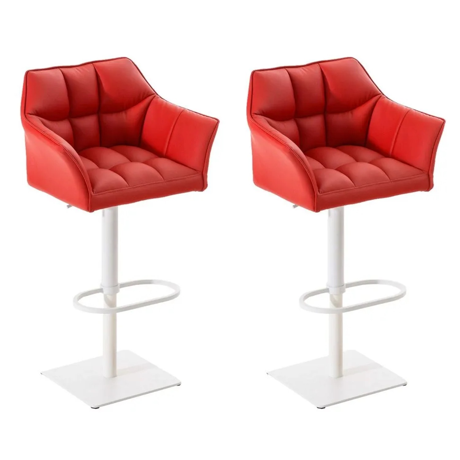 CLP 2er Set Barhocker Damaso Kunstleder Rot/Weiß