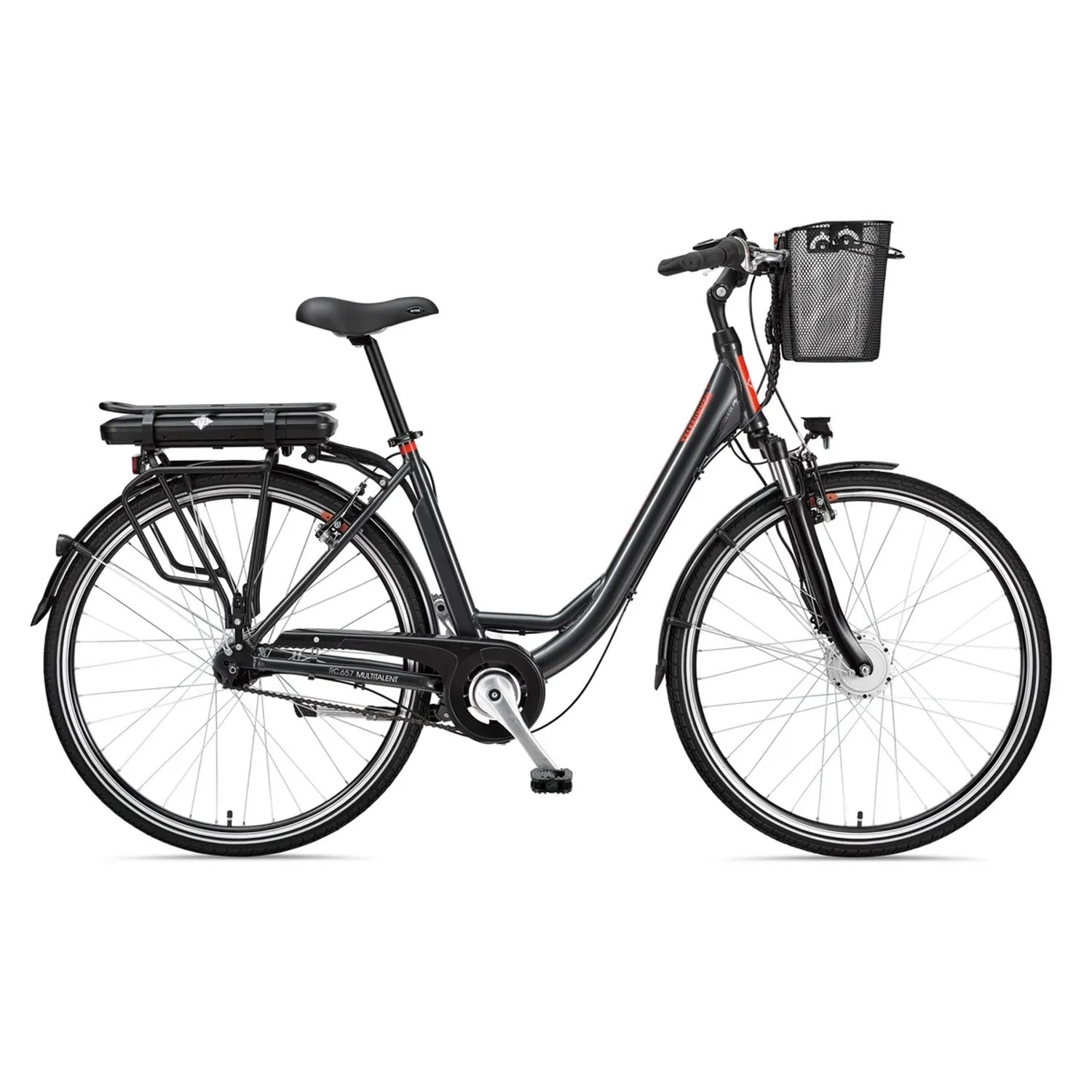 Telefunken City E-Bike 28 Zoll Frontmotor 7-Gang Nabenschaltung Pedelec 536,5Wh RC657 Anthrazit