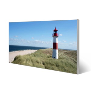 Magnettafel mit Leuchtturm Motiv, 78x37cm. Silberne Magnetwand für Notizen und Fotos, inkl. 4 Magnete.