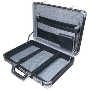 HMF 14651-02 Alu Aktenkoffer Herren Zahlenschloss 45 x 33 x 11 cm Schwarz