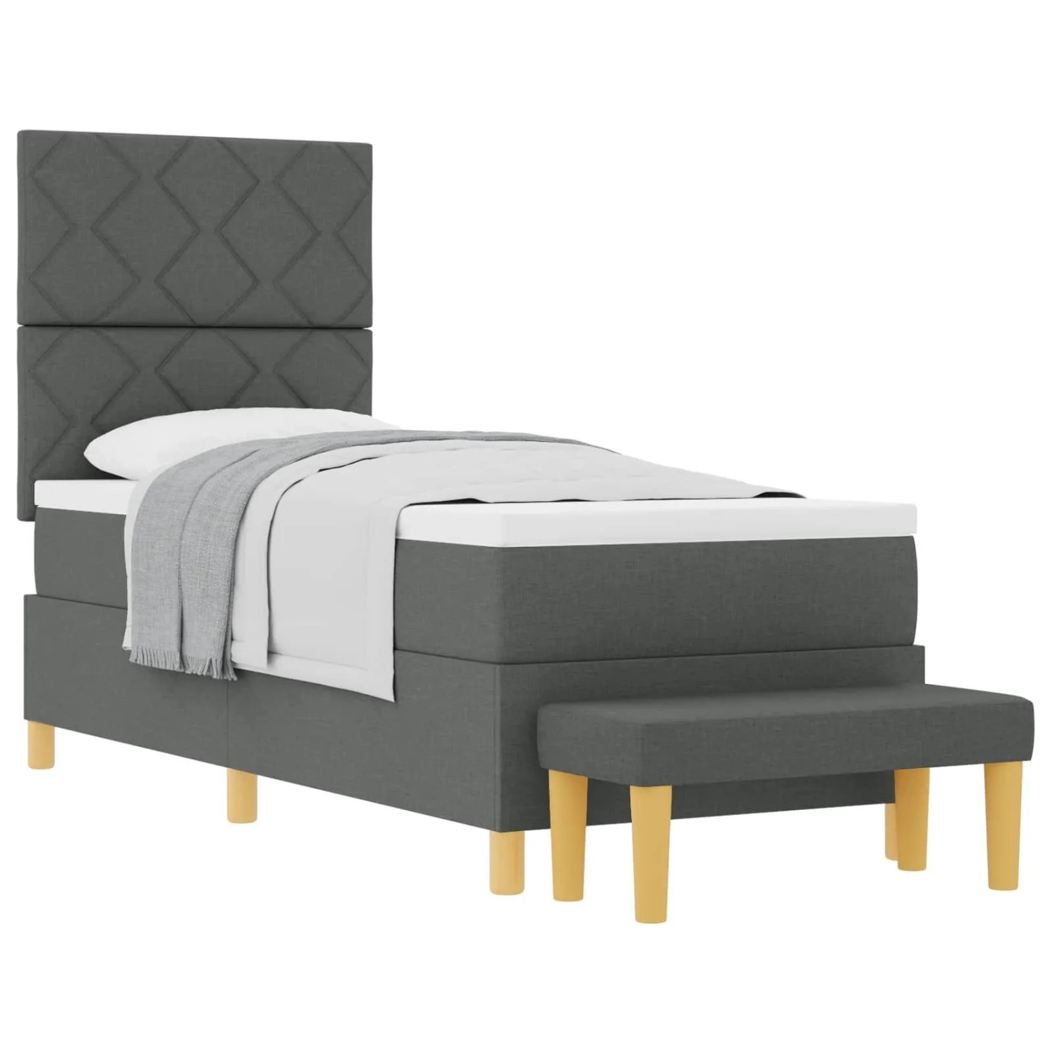 vidaXL Boxspringbett mit Matratze Dunkelgrau 80 x 200 cm Stoff 3344332