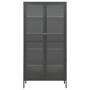Anthrazitfarbene vidaXL Vitrine aus Stahl und Glas, 90x40x180 cm, mit vier Einlegeböden.