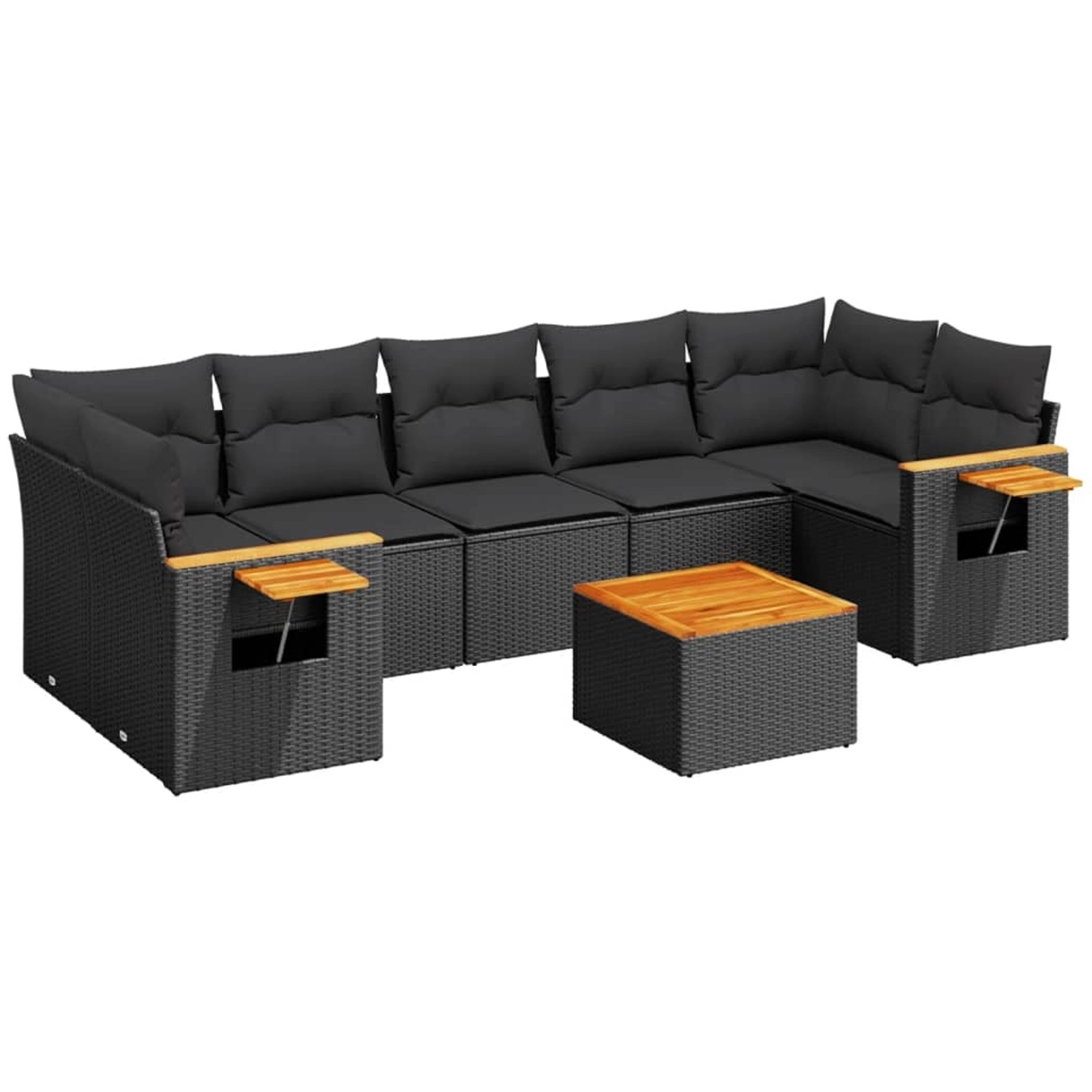 vidaXL 8-Tlg Garten-Sofagarnitur mit Kissen Schwarz Poly Rattan 3226650 günstig online kaufen