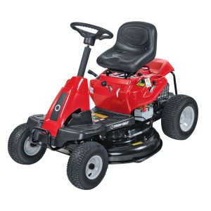 Roter Troy-Bilt Aufsitzmäher Mini-Rider 76T-S mit Seitenauswurf.