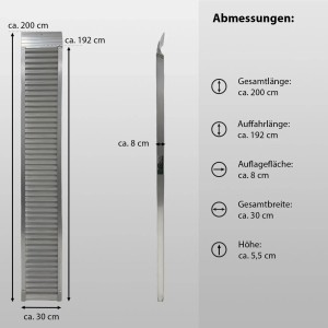 TRUTZHOLM Alu Auffahrrampe, 200 cm lang, Traglast 1000 kg, gebördelt, für Autoanhänger.