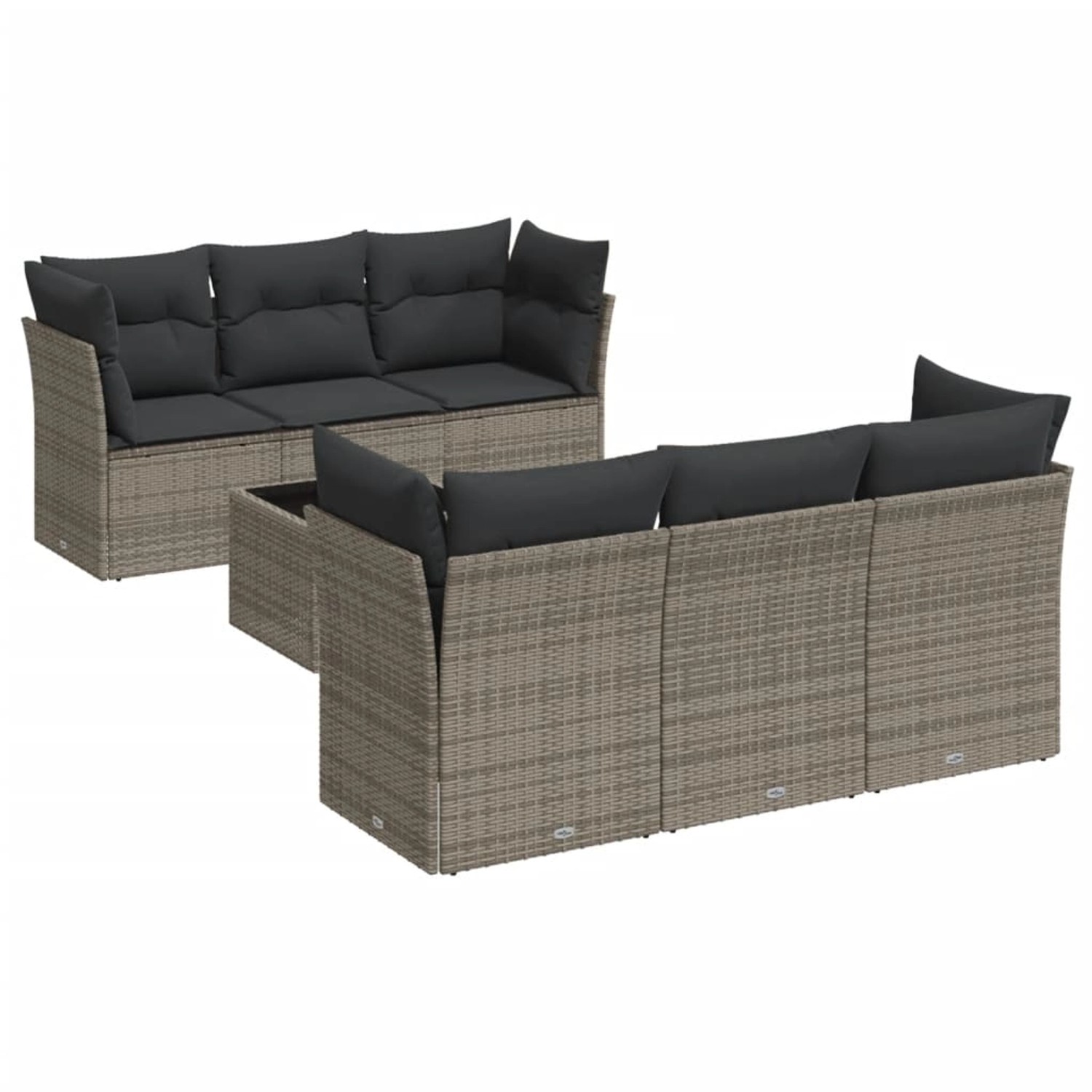 vidaXL 7-Tlg Garten-Sofagarnitur mit Kissen Grau Poly Rattan 3217260 günstig online kaufen