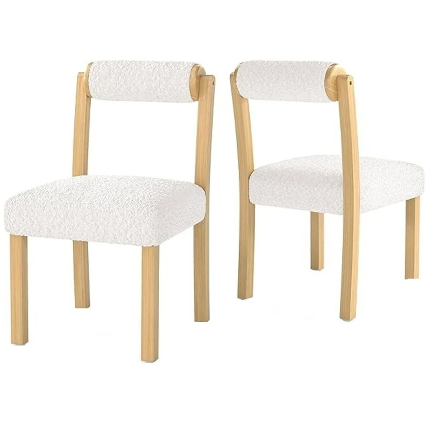 Costway 2er Set Küchenstühle mit Zylindrischer Rückenlehne Natur&Weiß günstig online kaufen