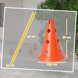 PawHut Agility Set für Hunde: Orangefarbene Kegel und gelbe Stangen für das Hundetraining.