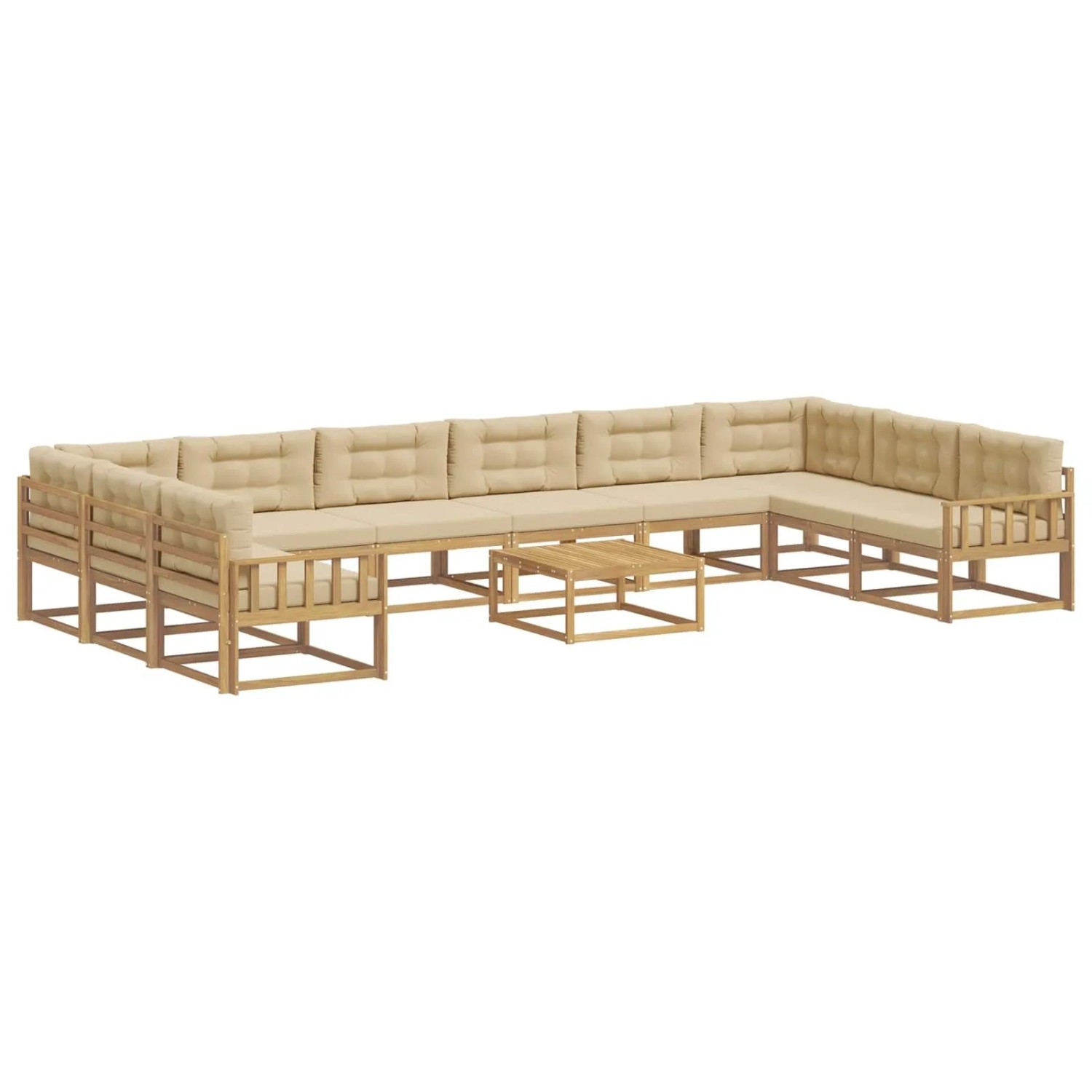 vidaXL Outdoor-Sofagarnitur mit Kissen 11 Stk Weiß und Beige 3387137