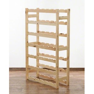 Weinregal aus Kiefernholz, unbehandelt, für 42 Flaschen. Massives Holz, ideal zur Weinlagerung.