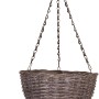 Graue Hängeampel aus Weide, Ø 30 cm, mit Kette zum Aufhängen. Ideal für Blumen und Pflanzen.