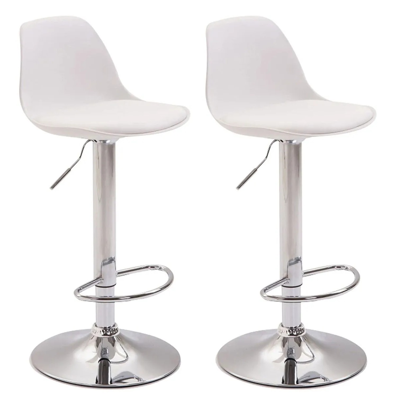 CLP 2er Set Barhocker Kiel Kunststoff Weiß/Chrom