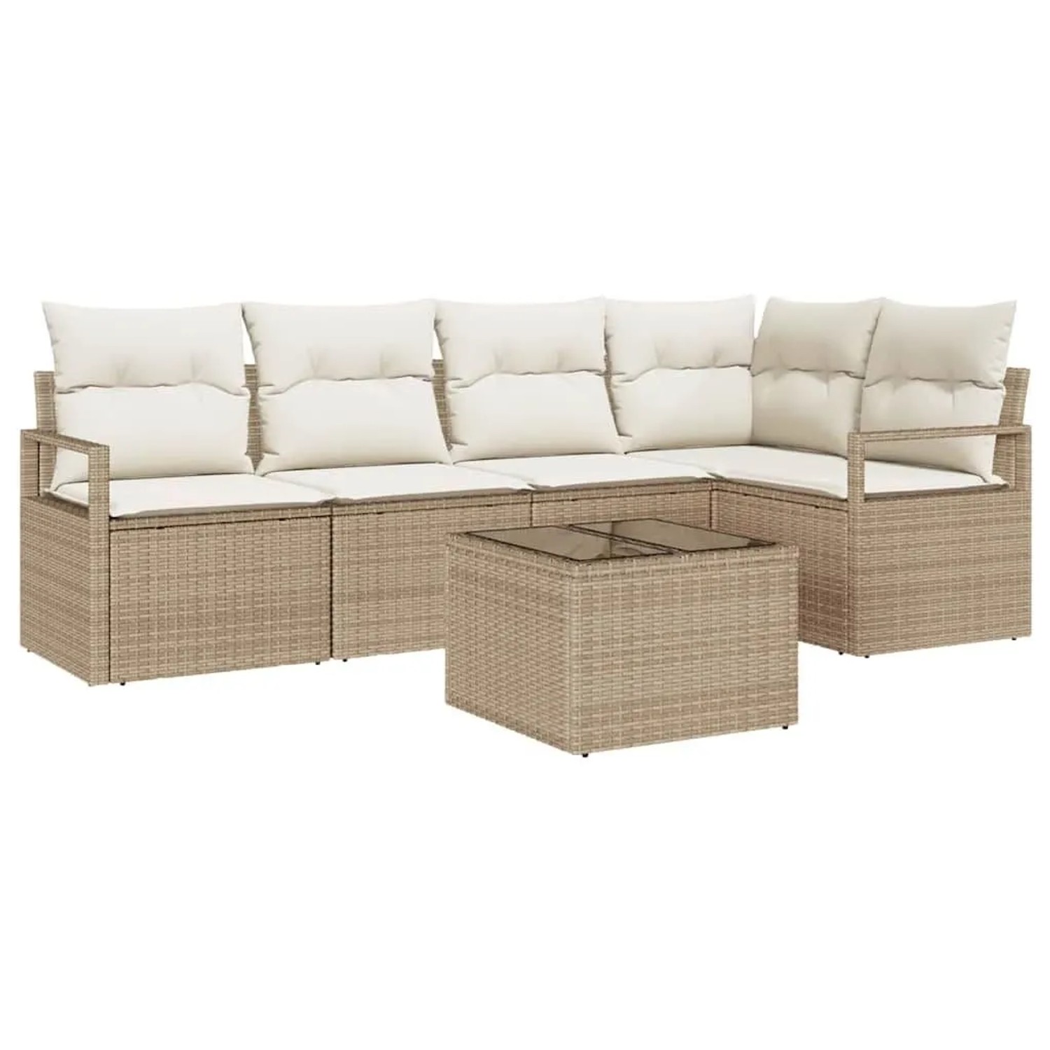 Thumbnail - vidaXL Gartensofa-Set mit Kissen 6 Stk Beige und Creme Poly-Rattan 3355060