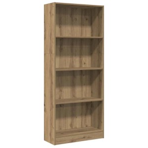 Bücherregal in Artisan-Eiche, 60x24x143 cm, mit vier offenen Fächern.