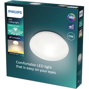 Verpackung der Philips LED-Deckenleuchte Moire CL200, 17W, warmweißes Licht.