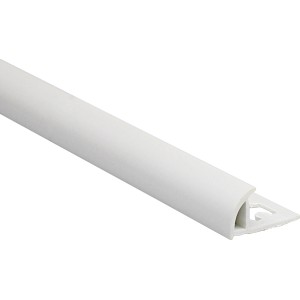 Weißes Viertelkreis-Abschlussprofil aus PVC, 10 mm x 2,5 m, für Fliesen.
