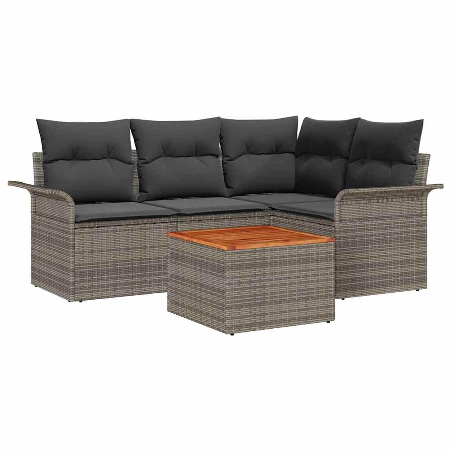 vidaXL Garten-Sofa-Set 5-Tlg Grau Poly Rattan 3347321 günstig online kaufen