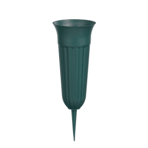 Grüne Mica Decorations Grabvase, 31 cm hoch, für würdevolle Grabgestecke.