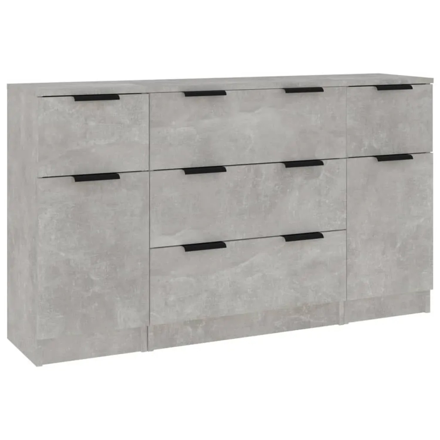 vidaXL 3-Tlg Sideboard-Set Betongrau Holzwerkstoff 3115823 günstig online kaufen