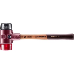 Halder Simplex Schonhammer D 60 mm mit Gummi- und Plastikeinsatz, Holzstiel.