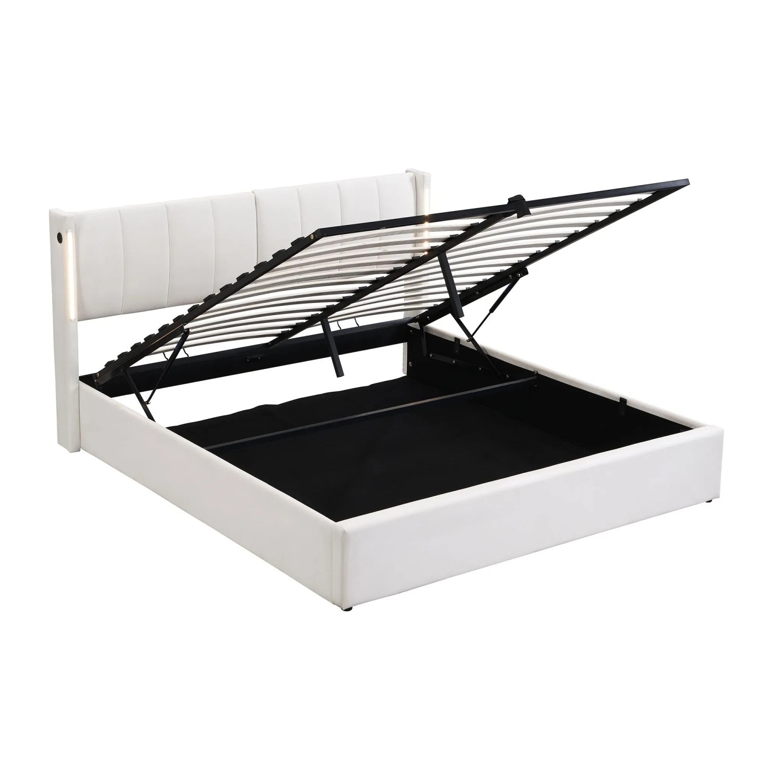 okwish Polsterbett 160x200cm mit USB Anschluss Schlafzimmer Weiß ohne Matratze