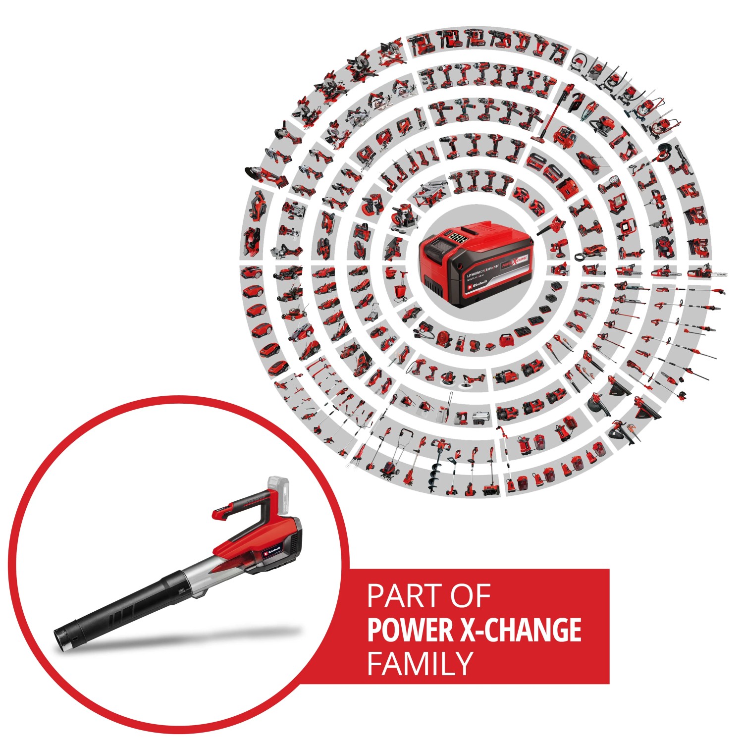 Einhell Akku-Laubbläser GP-LB 18/200 Li GK-Solo, Teil der Power X-Change Familie.