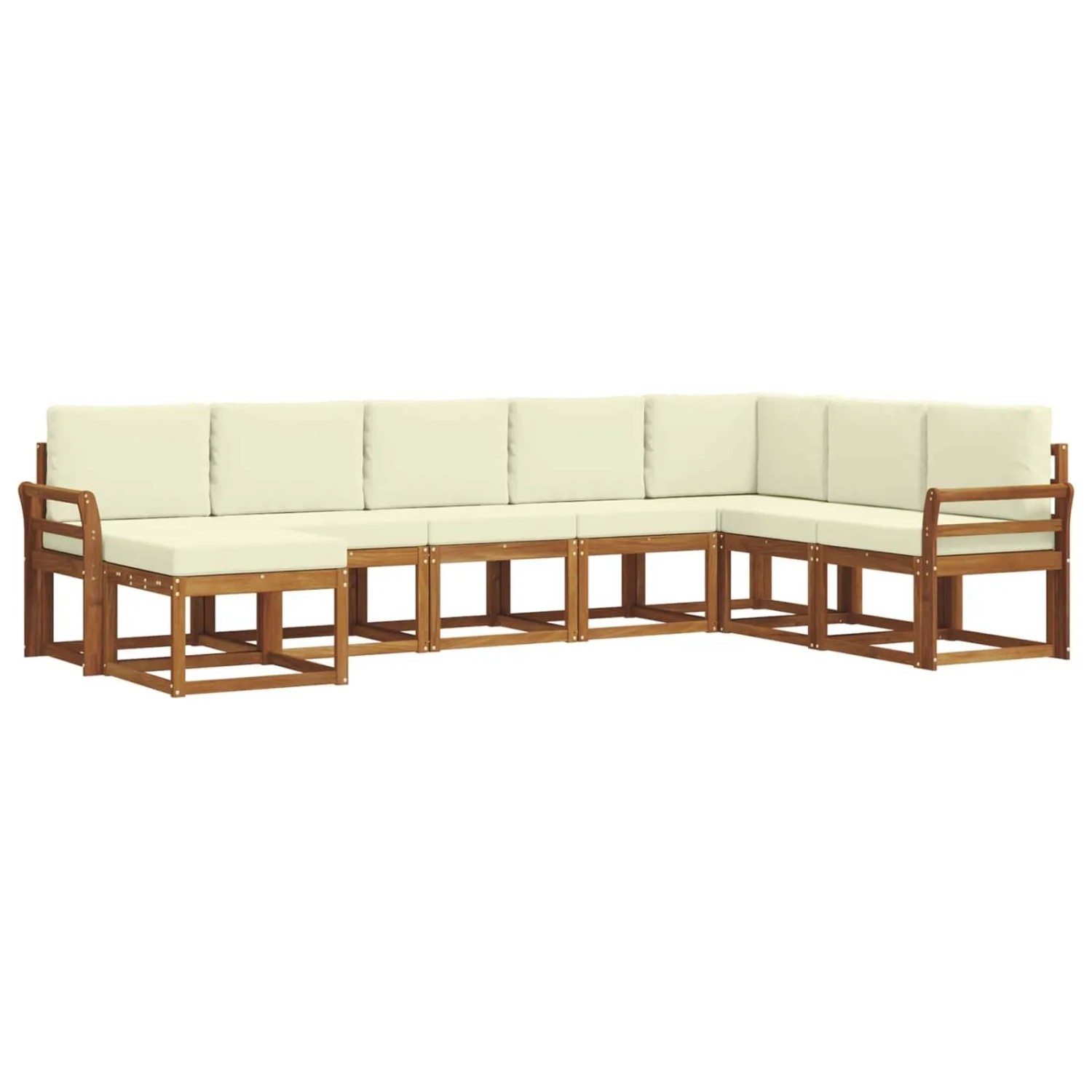 vidaXL Outdoor-Sofagarnitur mit Kissen 8-Tlg Natur und Creme 3366813