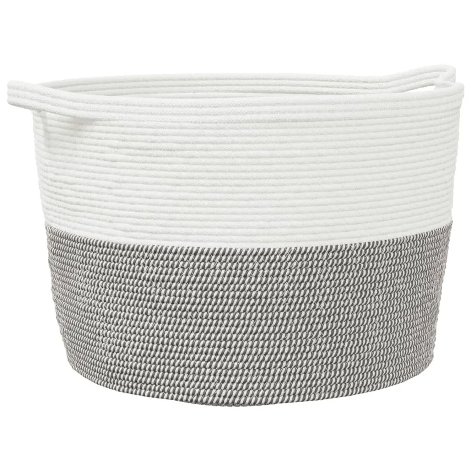 vidaXL Wäschekorb Grau und Weiß Ø60x36 cm Baumwolle 358474