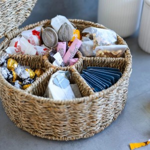 HMF 37091-27CM Teebox Teebeutel Geflochten Seegras Tee Aufbewahrungsbox 7 Großen Fächern 27 x 27 x 11 cm